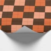 Retro Sinaasappel & Bruin Herfst Argyle Cadeaupapier (Hoek)