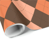 Retro Sinaasappel & Bruin Herfst Argyle Cadeaupapier (Rol Hoek)