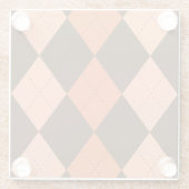 Retro Sinaasappel & Bruin Herfst Argyle Glazen Onderzetter (Achterkant)