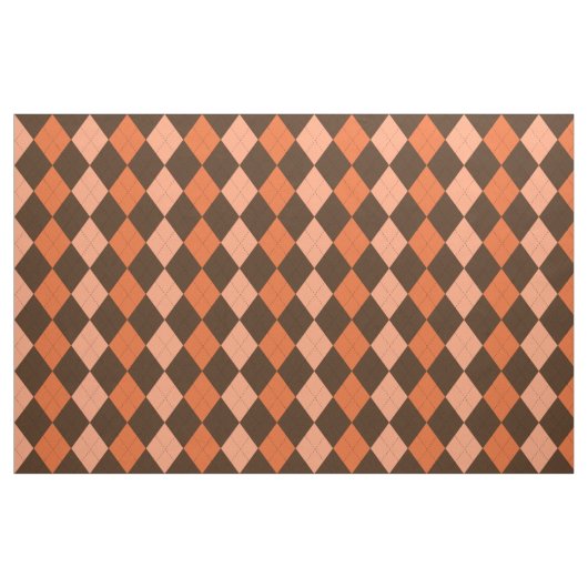 Retro Sinaasappel & Bruin Herfst Argyle Stof (Fat Quarter)