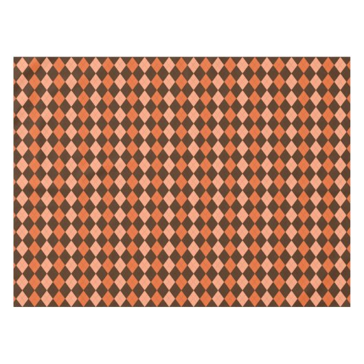Retro Sinaasappel & Bruin Herfst Argyle Tafelkleed (Voorkant (Horizontaal))