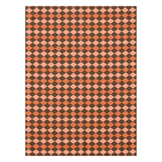 Retro Sinaasappel & Bruin Herfst Argyle Tafelkleed (Voorkant)