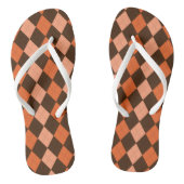 Retro Sinaasappel & Bruin Herfst Argyle Teenslippers (Voetbed)