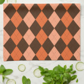 Retro Sinaasappel & Bruin Herfst Argyle Theedoek (Gevouwen)