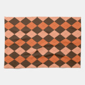 Retro Sinaasappel & Bruin Herfst Argyle Theedoek (Horizontaal)