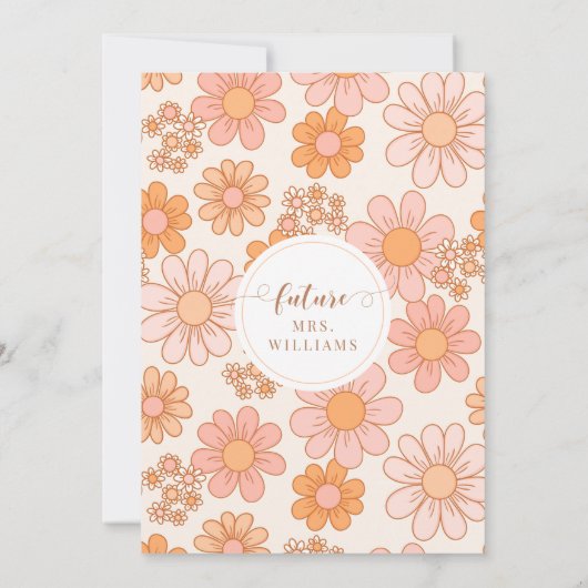 Retro Sinaasappel Daisy Floral Boho Arch Vrijgezel Kaart (Achterkant)