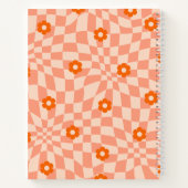 Retro Sinaasappel Daisy Verwrongen Checker Board Notitieboek (Achterkant)