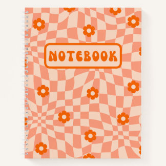 Retro Sinaasappel Daisy Verwrongen Checker Board Notitieboek