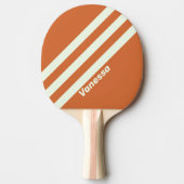 Retro Sinaasappel Drie strepen met naam Tafeltennisbatje (Voorkant)