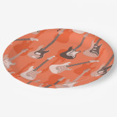 Retro Sinaasappel Elektrische Rockgitaar & Bass Pa Papieren Bordje (Gekanteld)