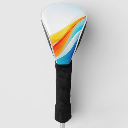 Retro Sinaasappel en Blauw abstract gebogen lijnen Golfheadcover (Voorkant)