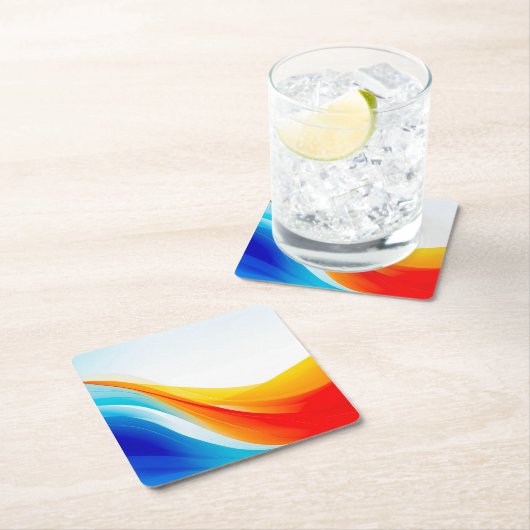 Retro Sinaasappel en Blauw abstract gebogen lijnen Kartonnen Onderzetters (Insitu)