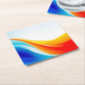 Retro Sinaasappel en Blauw abstract gebogen lijnen Kartonnen Onderzetters (Schuin)