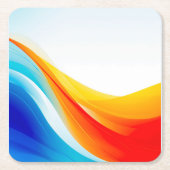 Retro Sinaasappel en Blauw abstract gebogen lijnen Kartonnen Onderzetters (Voorkant)