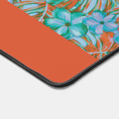 Retro Sinaasappel en blauwe bloemen Bureaumat (Hoek)