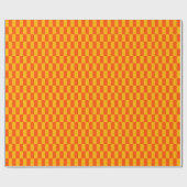 Retro Sinaasappel en geel Checkerboard Cadeaupapier (Vlak)