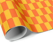 Retro Sinaasappel en geel Checkerboard Cadeaupapier (Rol Hoek)