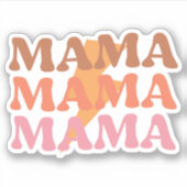 Retro Sinaasappel en Geel Mama Vinyl Sticker (Voorkant)
