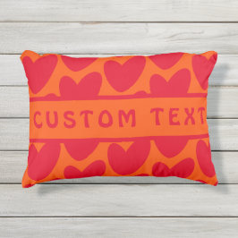 Retro Sinaasappel en Groovy Red Hearts Buitenkussen