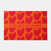 Retro Sinaasappel en Groovy Red Hearts Deurmat (Voorkant)