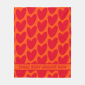 Retro Sinaasappel en Groovy Red Hearts Fleece Deken (Voorkant)