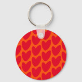 Retro Sinaasappel en Groovy Red Hearts Sleutelhanger (Achterkant)