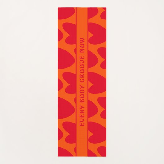 Retro Sinaasappel en Groovy Red Hearts Yogamat (Voorkant)