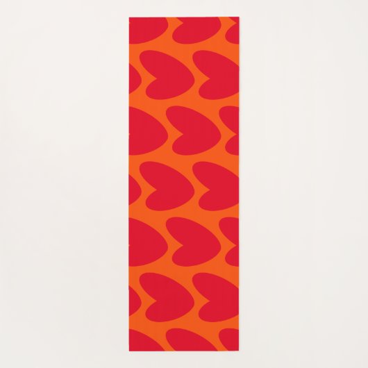 Retro Sinaasappel en Groovy Red Hearts Yogamat (Achterkant)