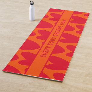 Retro Sinaasappel en Groovy Red Hearts Yogamat
