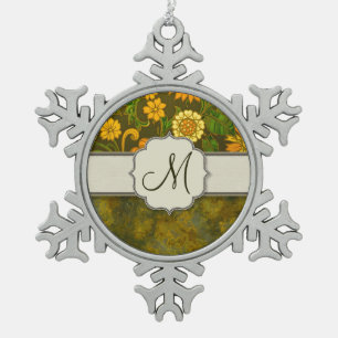 Retro-Sinaasappel en levende Oerwouden Florence me Tin Sneeuwvlok Ornament