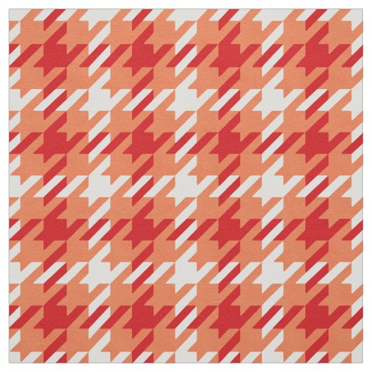 Retro sinaasappel en rode houndstooth plaid patroo stof (Swatch)