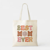 Retro Sinaasappel en Roze Beste Moeder Ooit Canvas Tote Bag (Achterkant)