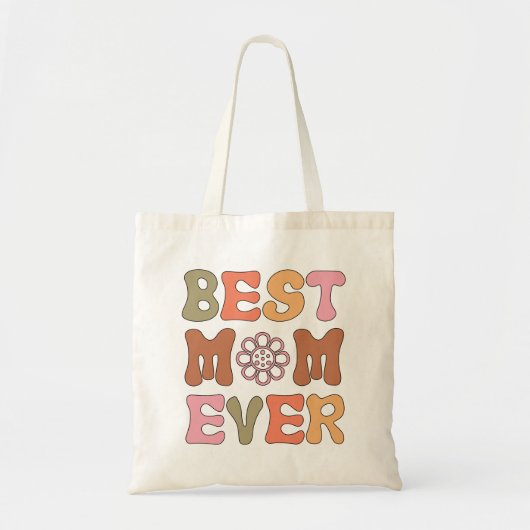Retro Sinaasappel en Roze Beste Moeder Ooit Canvas Tote Bag (Voorkant)