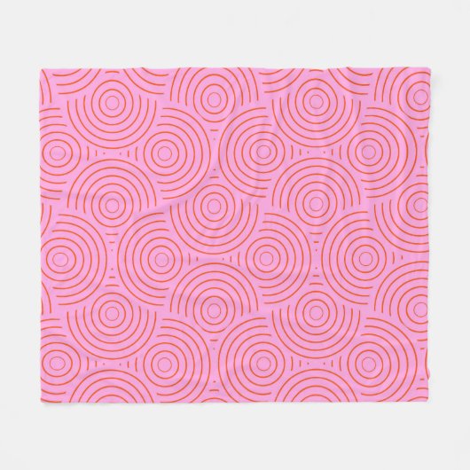 Retro Sinaasappel en Roze Groovy Lines Patroon Fleece Deken (Voorkant (Horizontaal))