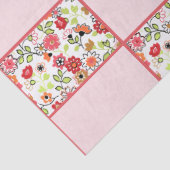 Retro Sinaasappel en Roze Mid Century  Bloemen Tissuepapier (Detail)