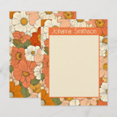 Retro Sinaasappel Floral A6 Verticale briefpapier  Notitiekaartje (Voorkant / Achterkant)