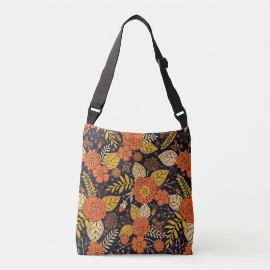 Retro-Sinaasappel, geel en zeeminkel  Crossbody Tas (Voorkant)