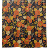 Retro-Sinaasappel, geel en zeeminkel  Douchegordijn (Voorkant)