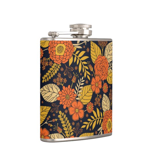 Retro-Sinaasappel, geel en zeeminkel  Heupfles (Rechts)