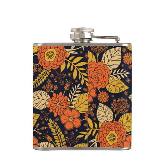 Retro-Sinaasappel, geel en zeeminkel Heupfles (Achterkant)