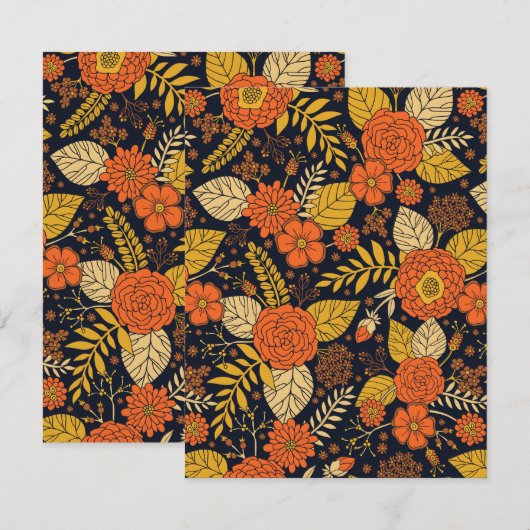 Retro-Sinaasappel, geel en zeeminkel  Notitiekaartje (Voorkant / Achterkant)