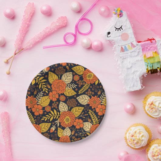 Retro-Sinaasappel, geel en zeeminkel Papieren Bordje (Feest)