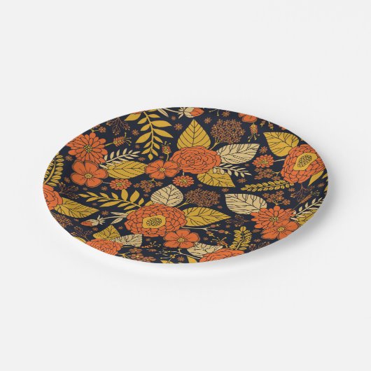 Retro-Sinaasappel, geel en zeeminkel  Papieren Bordje (Gekanteld)