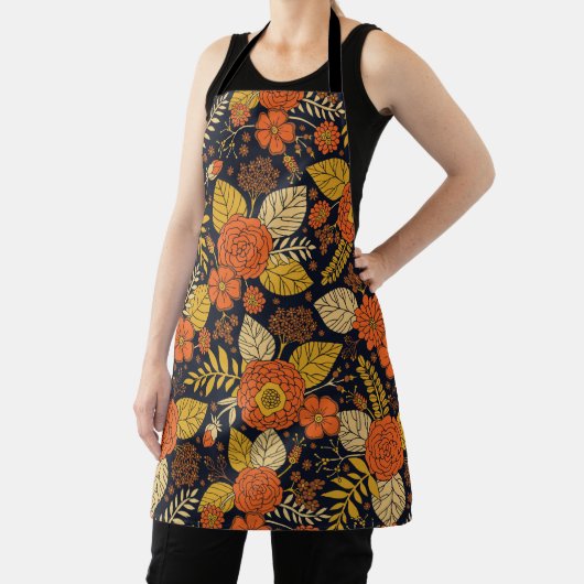 Retro-Sinaasappel, geel en zeeminkel  Schort (Insitu)