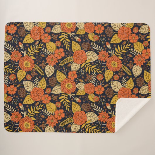 Retro-Sinaasappel, geel en zeeminkel Sherpa Deken (Voorkant (horizontaal))