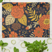 Retro-Sinaasappel, geel en zeeminkel Theedoek (Gevouwen)