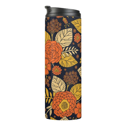 Retro-Sinaasappel, geel en zeeminkel  Thermosbeker (Geroteerd rechts)