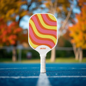 Retro Sinaasappel Geel Roze 70s & 90s Stripes Pickleball Paddle