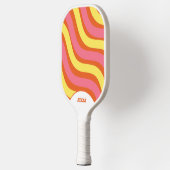 Retro Sinaasappel Geel Roze 70s & 90s Stripes Pickleball Paddle (Links)