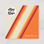 Retro Sinaasappel Gele Strepen 70s, jaren '80 Logo Vierkante Visitekaartje (Voorkant)
